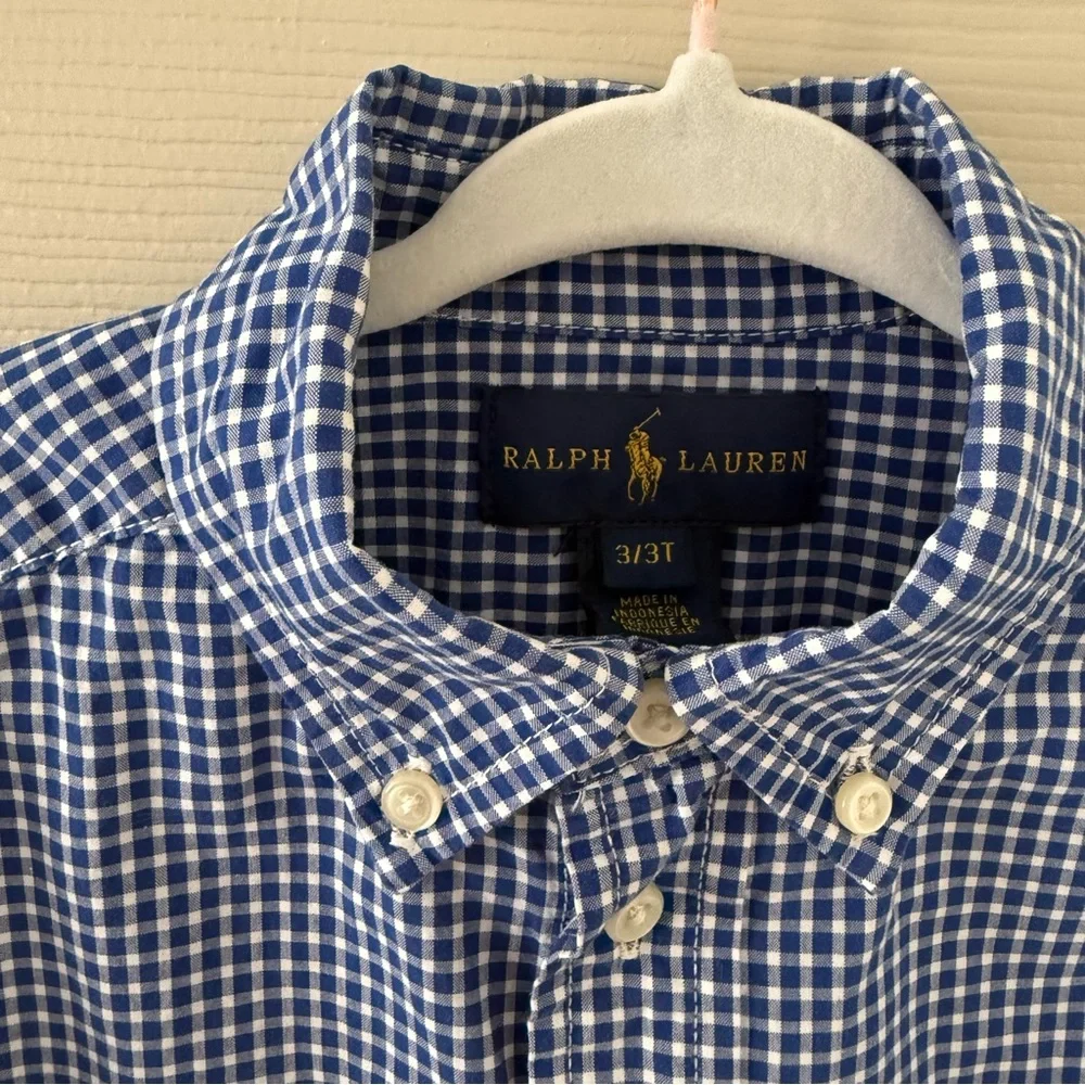 Ralph Lauren Toddler Boys Blue Gingham Button Up Shirt